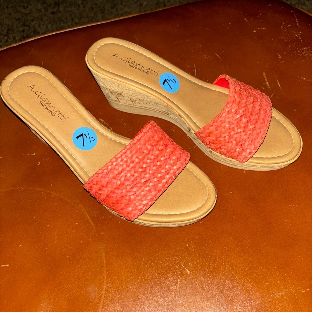 A. Giannetti Wedges Orange.  size 7.5